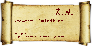 Kremmer Almiréna névjegykártya